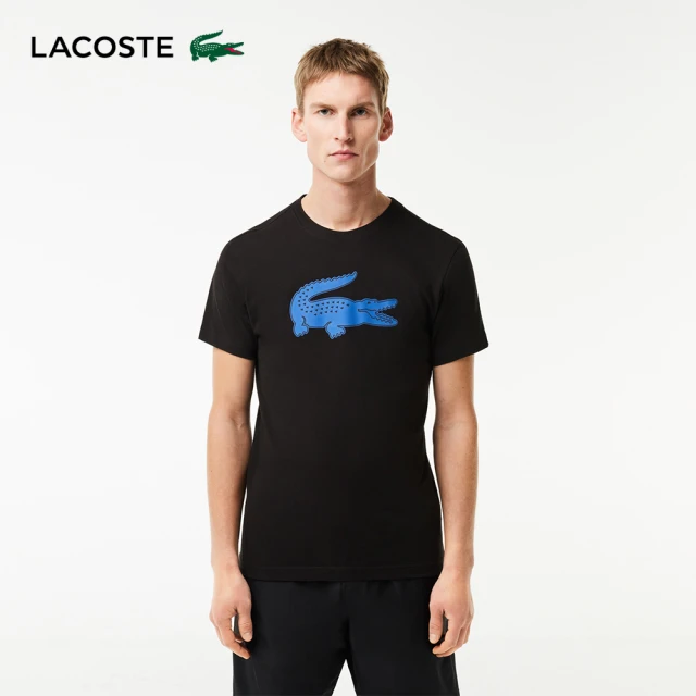 LACOSTE 男裝-SPORT 3D 印花鱷魚皮透氣短袖T恤(黑色)
