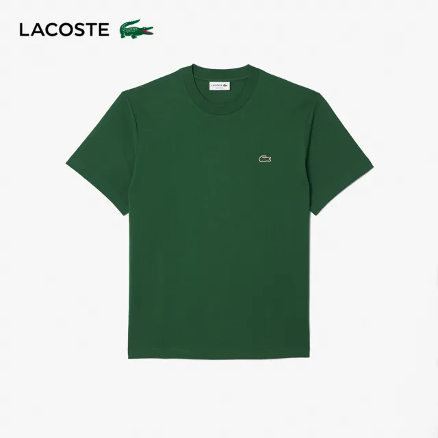 【LACOSTE】男裝-經典版型logo棉質短袖T恤(深綠色)