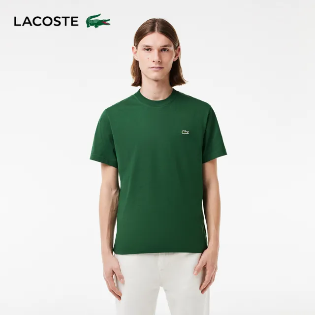 【LACOSTE】男裝-經典版型logo棉質短袖T恤(深綠色)