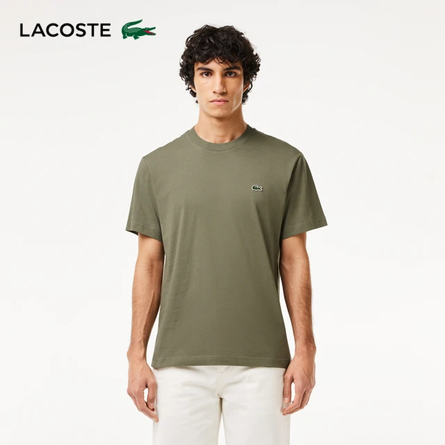 LACOSTE 男裝-經典版型logo棉質短袖T恤(坦克綠)