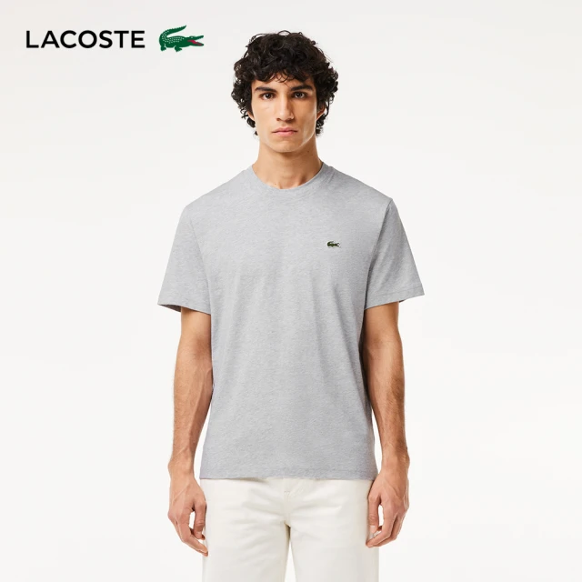LACOSTE 男裝-經典版型logo棉質短袖T恤(花紗灰)