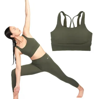 【NIKE 耐吉】運動內衣 Alate Ellipse 綠 灰 中強度支撐 速乾 縫入式襯墊 瑜珈 健身(DO6620-325)