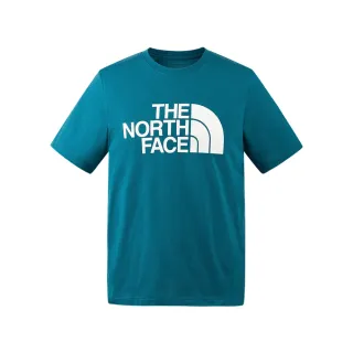 【The North Face 官方旗艦】北面男款藍色吸濕排汗舒適透氣大尺寸LOGO休閒短袖T恤｜88GYO0X