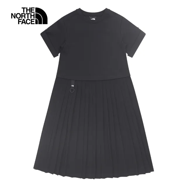 【The North Face 官方旗艦】北面UE女款黑色舒適透氣可調節衣袖休閒長裙｜885EJK3
