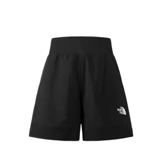 【The North Face 官方旗艦】北面女款黑色DWR防潑水舒適彈力褲腰休閒短褲｜83TXJK3