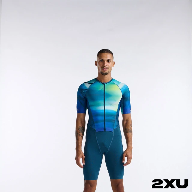 2XU 男 Aero全拉鍊式三鐵衣(春綠/藍)