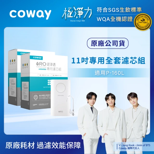 【Coway】RO逆滲透11吋專用全套濾芯組第一年+第二年份(適用P-160L淨水器)