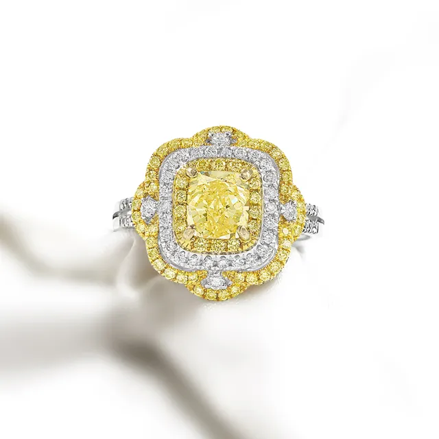 【AURORA 歐羅拉】GIA 一克拉 天然黃彩鑽石 PT950 鉑金鑽戒 星晴(Fancy Intense Yellow)