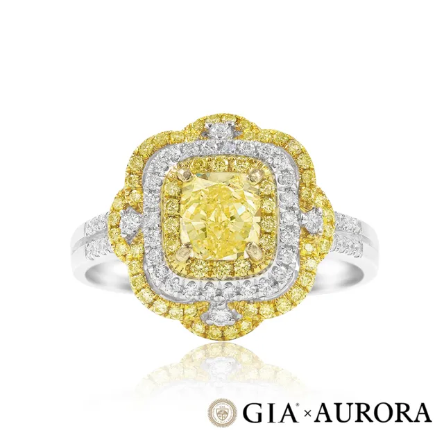 【AURORA 歐羅拉】GIA 一克拉 天然黃彩鑽石 PT950 鉑金鑽戒 星晴(Fancy Intense Yellow)