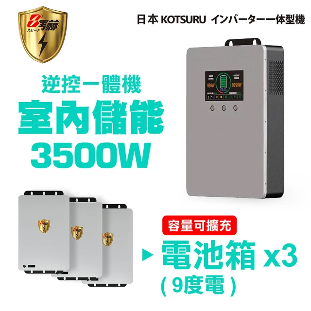 KOTSURU 日本KOTSURU 8馬赫 3500W 3度電 電池箱x1 家用儲能系統 容量可擴充 施工另計 現場估價