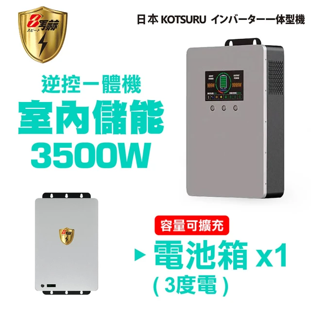 KOTSURU 日本KOTSURU 8馬赫 3500W 3度電 電池箱x1 家用儲能系統 容量可擴充 施工另計 現場估價