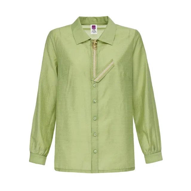 【ILEY 伊蕾】金蔥織帶襯衫上衣(淺綠色；M-XL；1241351501)