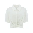 【OUWEY 歐薇】設計感抓褶短版純棉襯衫(白色；S-L；3242121501)