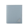 【PRADA 普拉達】三角牌Logo防刮皮革對開零錢袋短夾(天藍色)