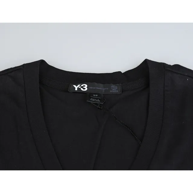 【Y-3 山本耀司】Y-3背後印花LOGO純棉V領短袖T恤(男款/黑)