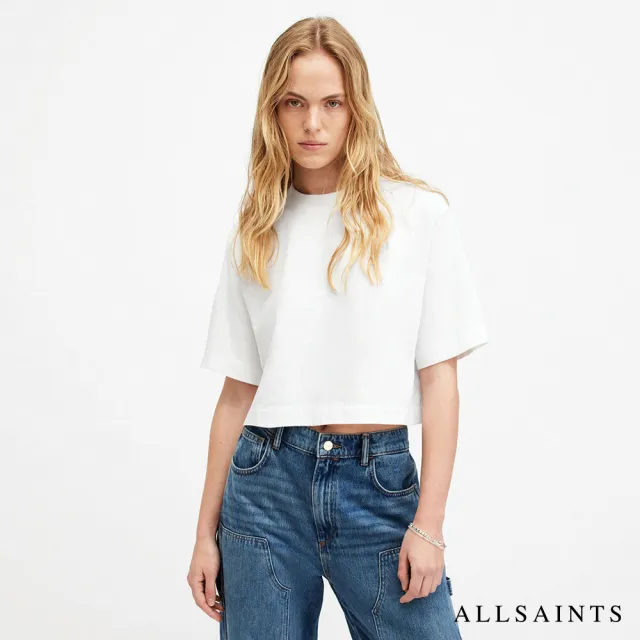 【ALLSAINTS】LOTTIE 純棉寬鬆短版短袖T恤-白 W132JA(舒適版型)
