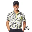 【Lynx Golf】男款吸溼排汗水波紋組織布滿版Lynx字樣印花造型胸袋款短袖POLO衫/高爾夫球衫(二色)
