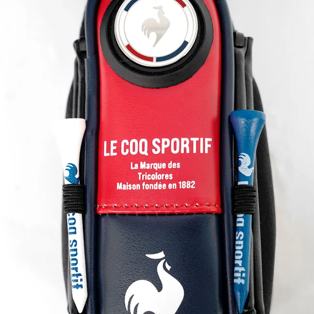 【LE COQ SPORTIF 公雞】高爾夫系列 男女款紅色磁吸式高爾夫球收納袋附球標&球TEE QGT0J760