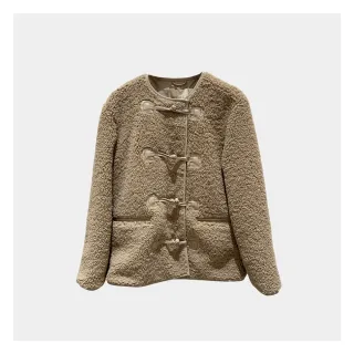 【JESSICA】出清品 百搭保暖復古盤扣毛毛外套235C03（駝色）