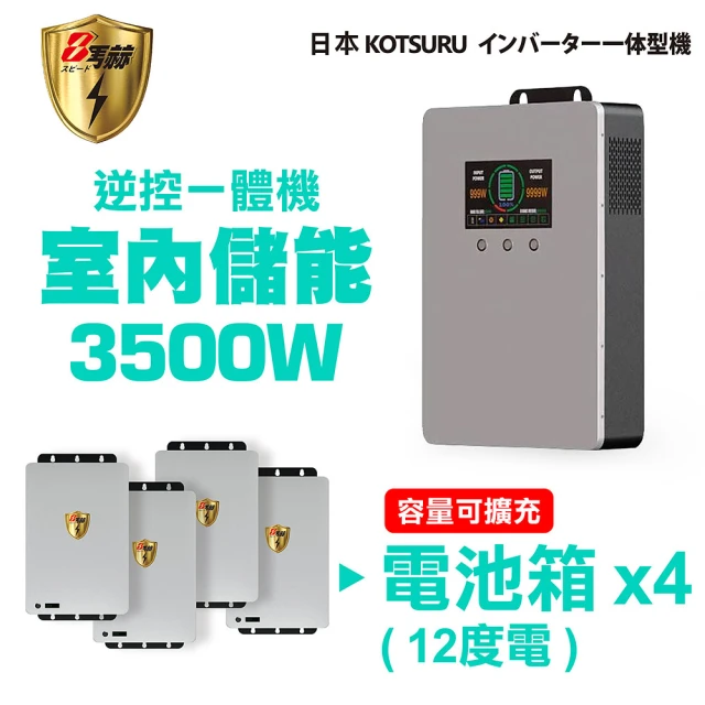 KOTSURU 日本KOTSURU 8馬赫 3500W 3度電 電池箱x1 家用儲能系統 容量可擴充 施工另計 現場估價