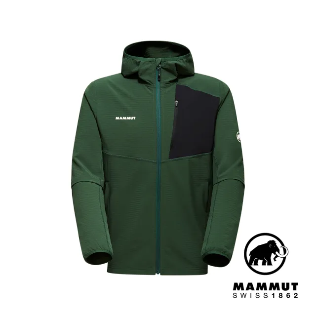 【Mammut 長毛象】Madris Light ML Hooded Jacket Men 防風刷毛連帽外套 綠樹林/黑 男款 #1014-03841