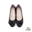 【A.S.O 阿瘦集團】A.S.O窩心系列法式蝴蝶結寬楦中跟鞋(黑色)