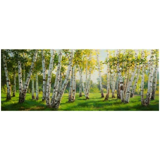 【御畫房】榮白樺林之春 國家一級畫師手繪油畫60×120cm(VF-59)