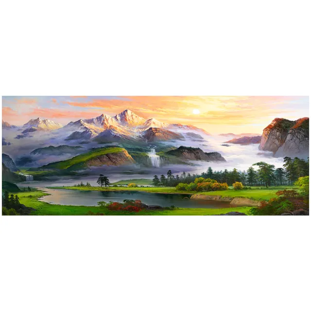 【御畫房】旭日東升 國家一級畫師手繪油畫60×120cm(VF-56)
