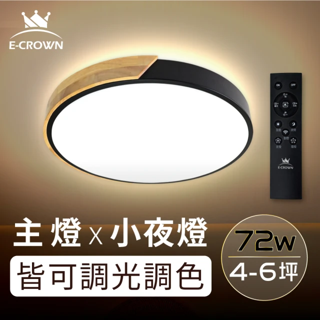【E-CROWN】4-6坪 72W LED智慧調光吸頂燈 馬卡龍吸頂燈 遙控調光調色 可調背光款-馬卡龍(附遙控器、共4色)