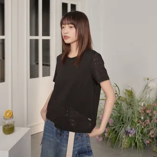 【gozo】蕾絲拼接斜切造型T恤(兩色)