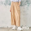 【IGD 英格麗】速達-網路獨賣款-工裝繭型大口袋寬褲(卡其)