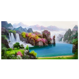 【御畫房】湖光山色 國家一級畫師手繪油畫60×120cm(VF-133)