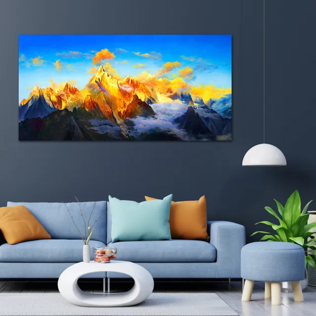 【御畫房】日照金山 國家一級畫師手繪油畫60×120cm(VF-145)