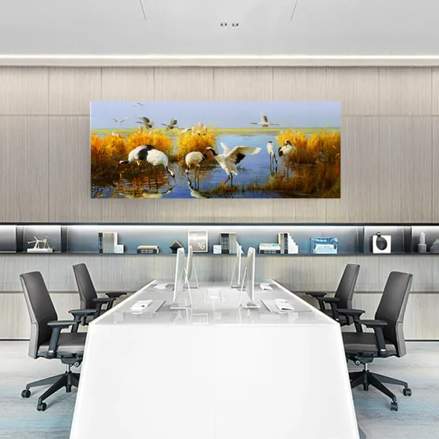 【御畫房】鶴舞 國家一級畫師手繪油畫60×120cm(VF-49)