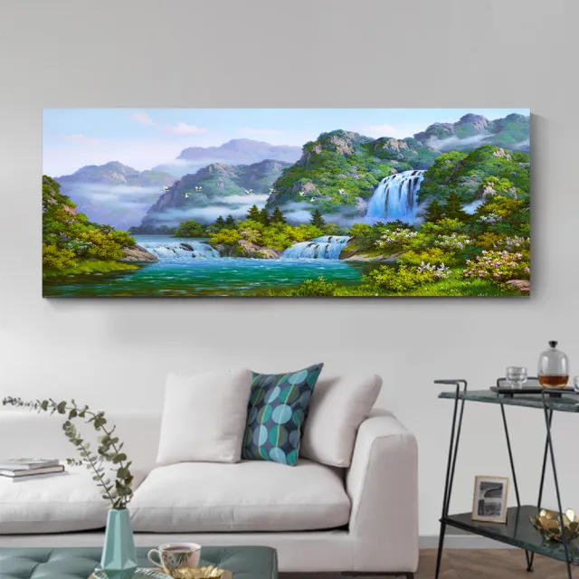 【御畫房】山青水秀 國家一級畫師手繪油畫60×120cm(VF-39)