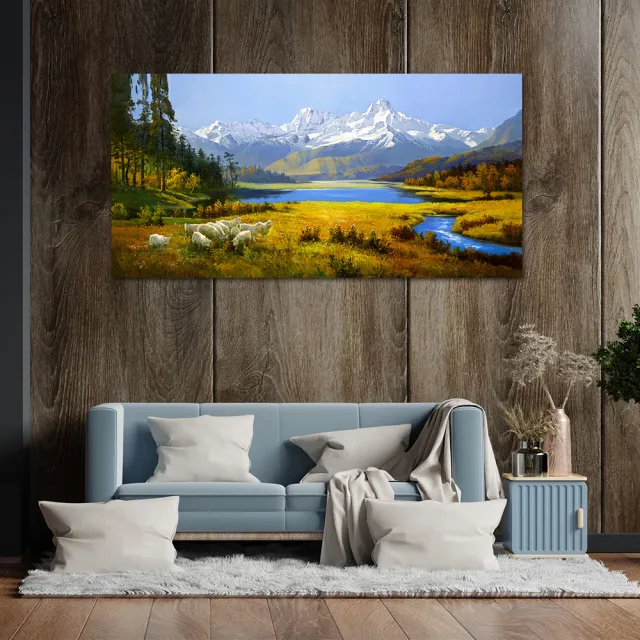 【御畫房】天山溪流 國家一級畫師手繪油畫60×120cm(VF-150)