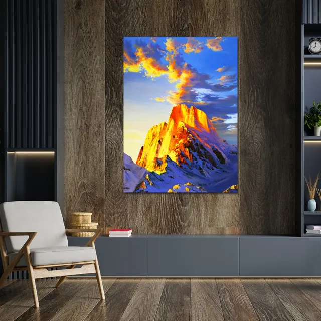 【御畫房】日照金山 國家一級畫師手繪油畫60×90cm(VF-101)