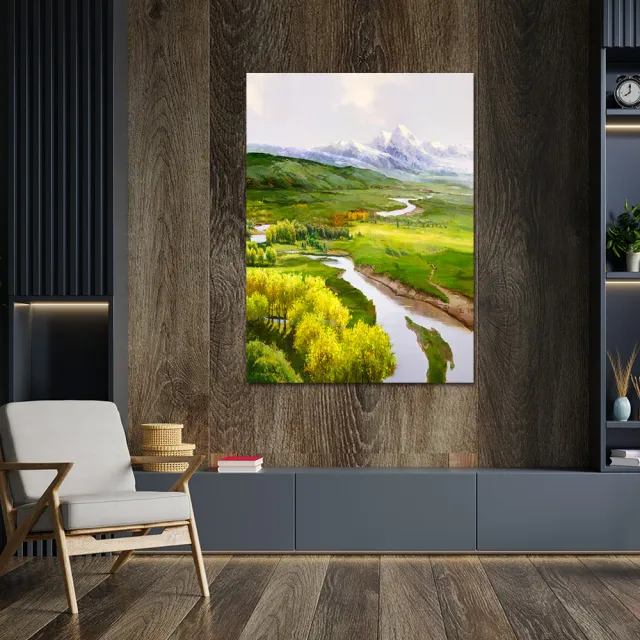 【御畫房】天山溪流 國家一級畫師手繪油畫60×90cm(VF-102)