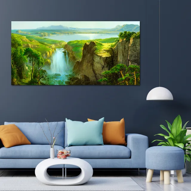 【御畫房】天瀑 國家一級畫師手繪油畫60×120cm(VF-136)