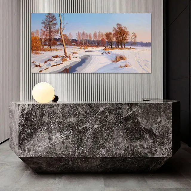 【御畫房】雪鄉 國家一級畫師手繪油畫60×120cm(VF-129)