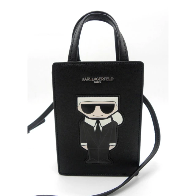 KARL LAGERFELD 卡爾 KARL LAGERFELD Q版西裝老爺卡爾LOGO造型兩用提包黑色