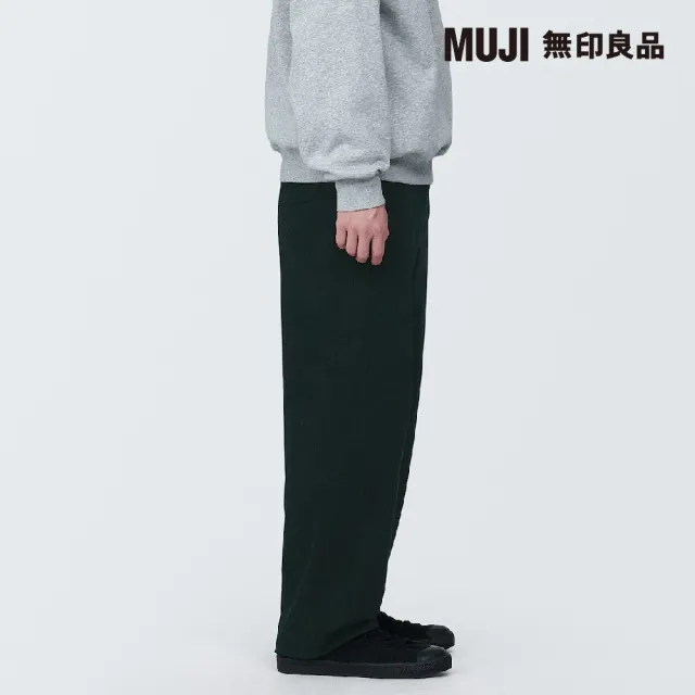 【MUJI 無印良品】男有機棉丹寧寬版褲(黑色)
