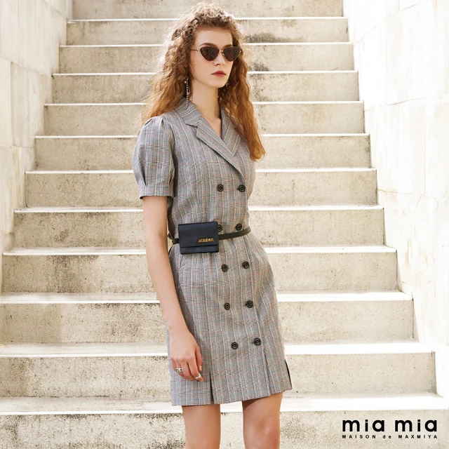 【mia mia】西裝領排釦短洋裝