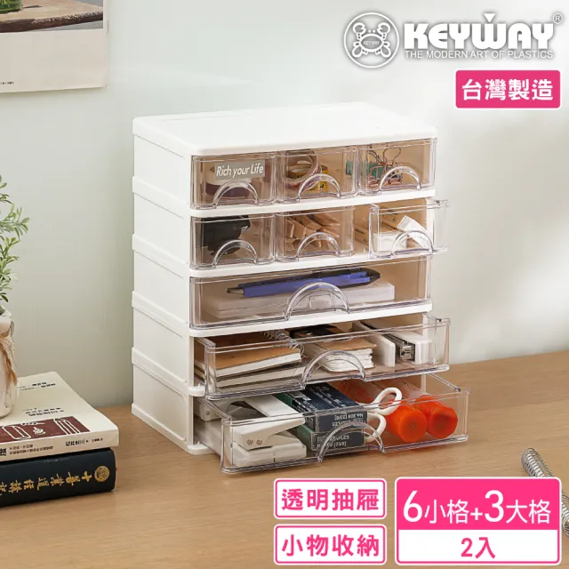 【KEYWAY 聯府】安娜綜合五層收納盒-2入(分類 文具 小物 針線 飾品 MIT台灣製造)