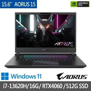 【GIGABYTE 技嘉】15吋i7 RTX4060電競筆電(AORUS 15 BKF-H3TW553SH/i7-13620H/16G/512G SSD/Win11/FHD)