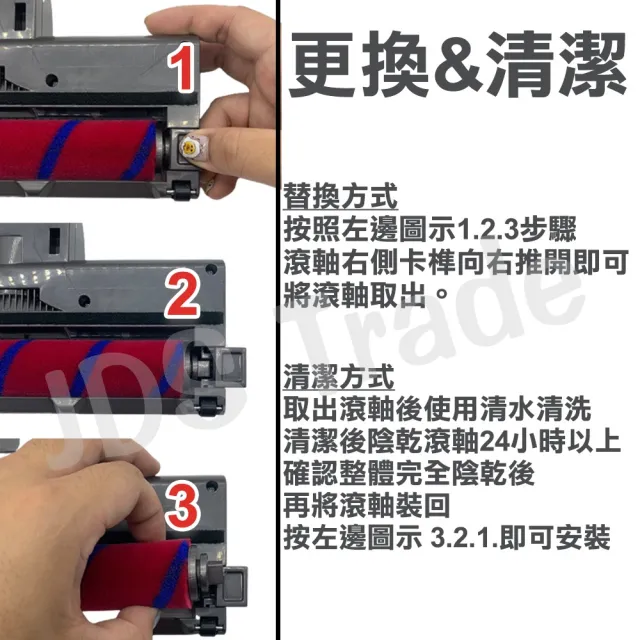 【deen Z】適用Dyson吸塵器 V10/V11/V15 絨毛 刷毛 輕巧版吸頭 加寬電動刷頭 LED照明(重量減輕 便利清潔)