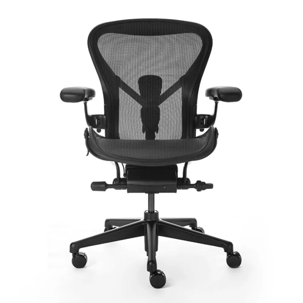 【Herman Miller】Aeron 2.0 人體工學椅 全功能 金屬腳座 鋁合金材質 啞光黑 DW扶手 C size(平行輸入)