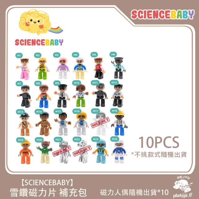 【ScienceBaby】雪鑽磁力片補充組 磁力人偶  10pcs(安全無毒 兒童玩具 益智玩具 磁性積木)