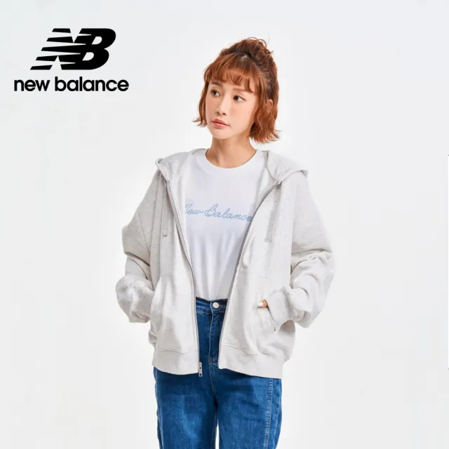 【NEW BALANCE】NB 刺繡NB休閒連帽外套_女性_淺灰色_WJ41501AHH(美版 版型偏大)