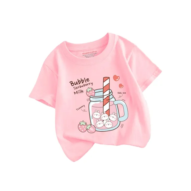 【Baby 童衣】女童短袖上衣 女寶寶可愛印花上衣 圓領短袖T-shirt 89033(童裝)